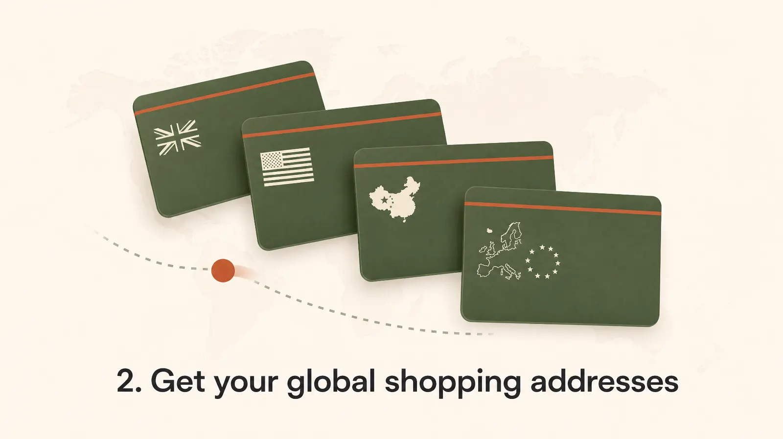YPS virtual address cards for the UK, US, China and Europe.